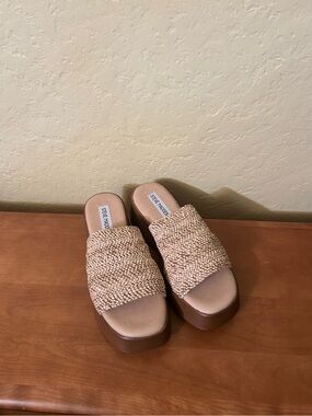 NEW Steve Madden Slinky30 Platform Sandal - Woven/Raffia